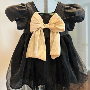 Black Dress with Cream Bow for kids